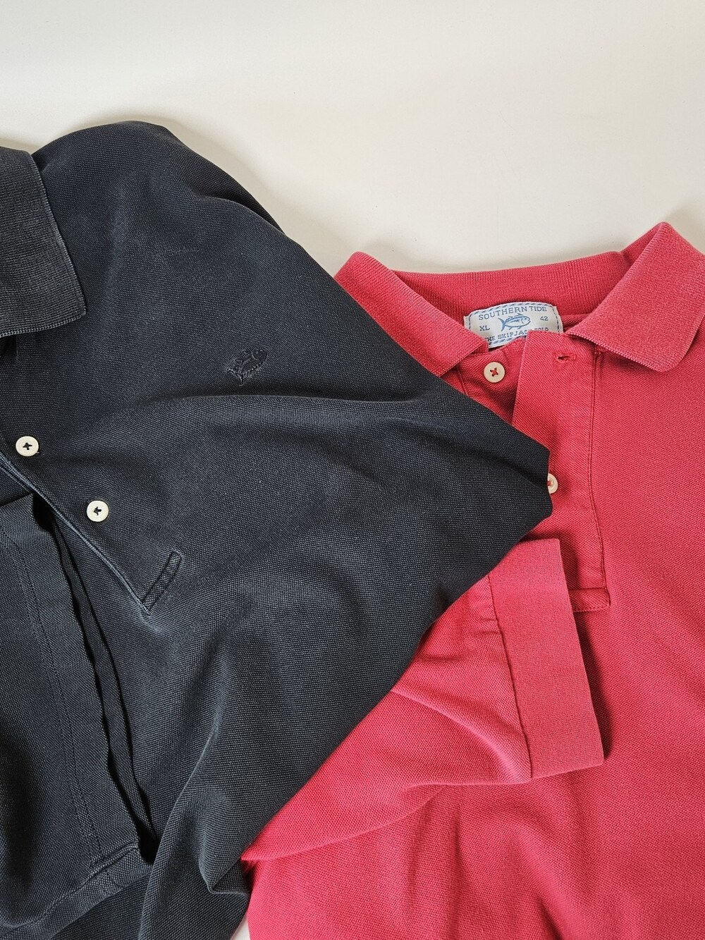 Lot Of 2 Southern Tide Polo Shirt Mens Size XL Black, Red Short & Long Sleeve